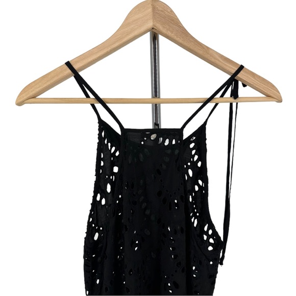 Intimately Free People Black Starry Eyelet Peplum Tank Top Racerback size Small - Picture 8 of 13